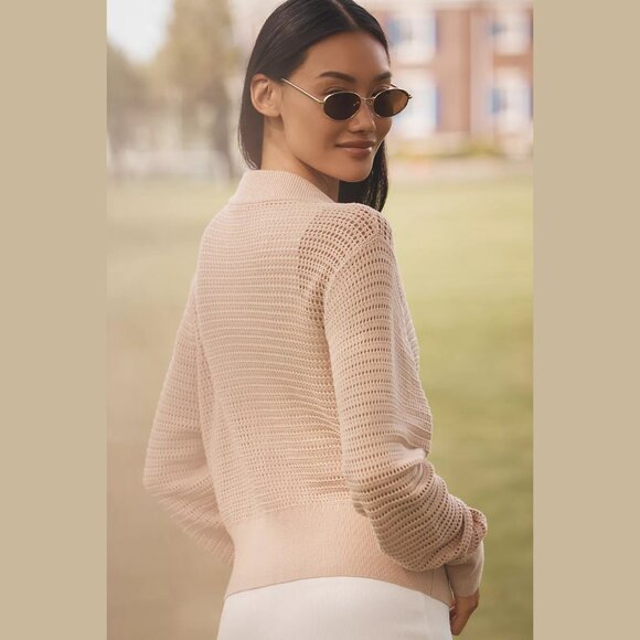 NEW Varley - Size M, Lai Cotton Long-Sleeve Zip-Front Knit Jacket - Moonlight - Picture 2 of 3